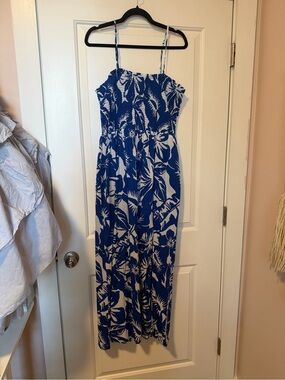 LOFT Beach Blue and White Floral Sundress